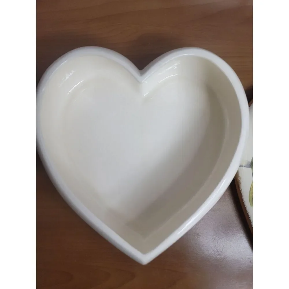 Large Heart Shaped Porcelain Trinket Box